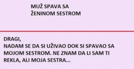 PREVARIO SAM ŽENU SA NJENOM SESTROM, A ONDA SAM ZATEKAO OVU PORUKU: Kad sam vidio zadnju rečenicu SKORO SAM POVRATIO OD MUKE