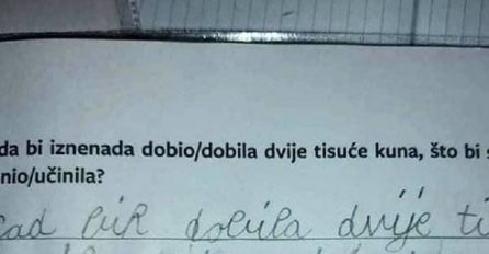 UČENICA 3. RAZREDA ODGOVORILA NA PITANJE ŠTA BI URADILA SA 2 HILJADE KUNA: Kad vidite šta je napisala PLAKAT ĆETE OD SMIJEHA
