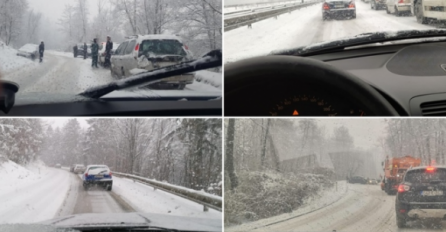 SNIJEG NAPRAVIO HAOS U DIJELU BiH: Nekoliko udesa i zastoja na putevima