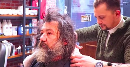 FRIZER JE BESPLATNO OŠIŠAO I OBRIJAO OVOG BESKUĆNIKA: Kad su vidjeli ko se krije ISPOD KOSE I BRADE, SVI SU OSTALI BEZ RIJEČI (FOTO)