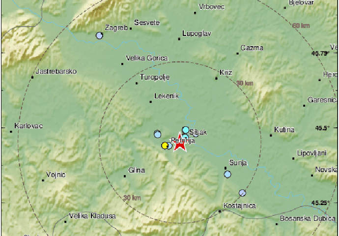 LJUDI ISTRČALI NA ULICE: JUTROS U 9 sati novi zemljotres u HRVATSKOJ magnitude 3,8 stepeni po Richteru