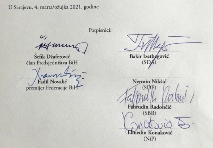 Predstavnici političkih stranaka, osim Nikšića, potpisali izjavu o Srebrenici