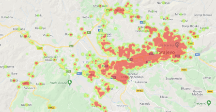 OBLAVLJENA LIVE MAPA ZARAŽENIH: Skoro cijelo Sarajevo označeno crvenom, pogledajte stanje u svom naselju