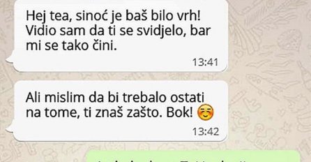 Nakon izlaska se ponosno javio djevojci kako bi razjasnio par stvari, no onda ga je dočekalo razočaranje