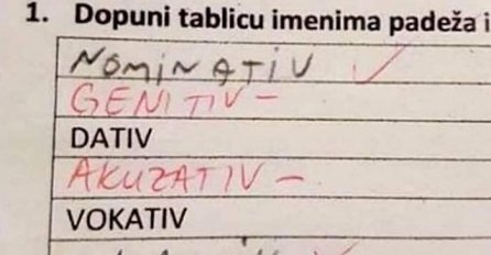 UČENIK PISAO PADEŽE, TREBATE VIDJETI KAKO JE NAPISAO 7. PADEŽ: Svi plakali od smijeha kad su vidjeli (FOTO)