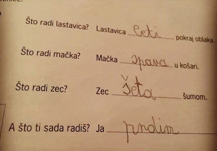 ODGOVOROM NALJUTIO UČITELJICU: Evo šta je učenik napisao u zadnjem pitanju koje je dobio za zadaću, HIT NA INTERNETU