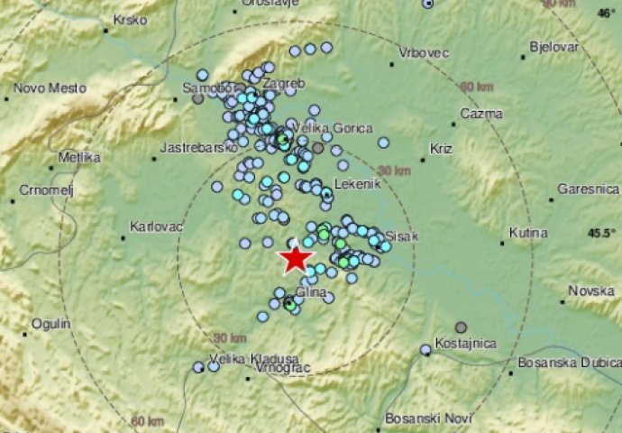 Zemljotres večeras potresao područje Petrinje