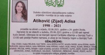 DA SRCE PUKNE: Objavljen termin dženaze djevojci Adisi Atiković