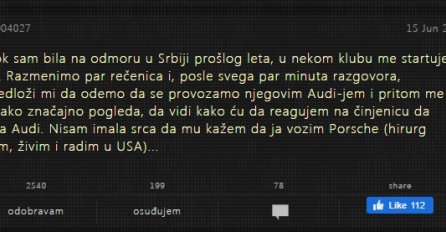 "Dok sam bila na odmoru u Srbiji prošlog ljeta, u nekom klubu me startuje lik..."