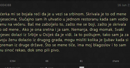 "Kćerka mi se bojala reći da je u vezi sa srbinom"