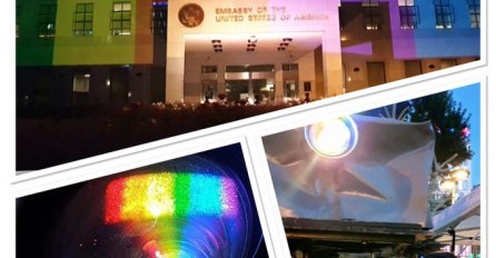 Ambasada SAD-a u BiH večeras obasjana bojama gay pride zastave