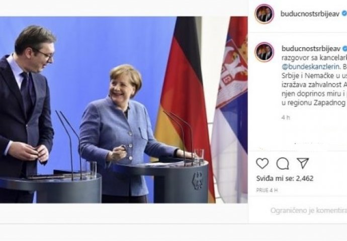 Vučić zahvalio Merkel na njenom doprinosu miru i stabilnosti na Zapadnom Balkanu