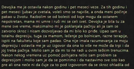 "Djevojka me je ostavila nakon godinu i pet mjeseci veze..."