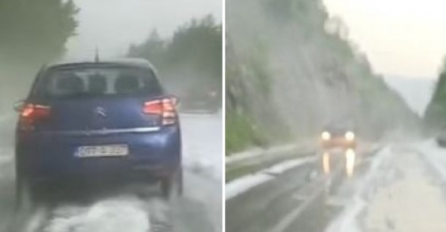 NESTVARNE SCENE SA IGMANA: Snažno nevrijeme, grad prekrio cestu