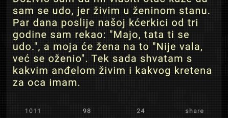 "Živim u ženinom stanu"