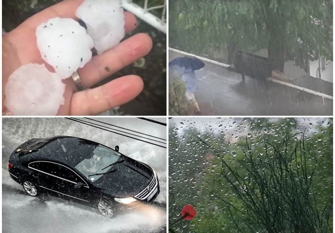 GRAD VELIČINE ORAHA NAPRAVIO HAOS! Snažno nevrijeme širom Srbije - stradali automobili i letjele grane (VIDEO)