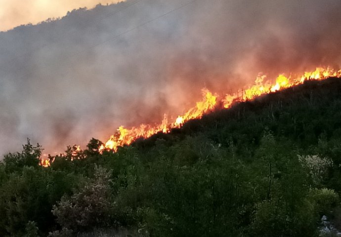 Vatra se približila cesti Trebinje-Ljubinje: Vozila propuštana jednom kolovoznom trakom
