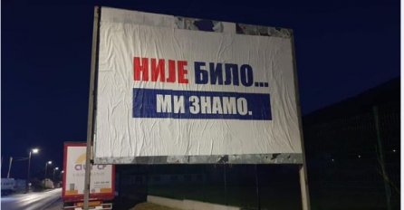 Bilbord “Nije bilo… Mi znamo.” nelegalno postavljen u Rogatici
