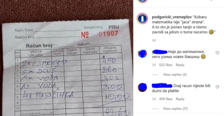 Račun iz kafića u Crnoj Gori obilazi Instagram, a komentatori kažu "GOST JE JADAN ŠTO JE OVO OBJAVIO": Pogledajte cifru na dnu računa (FOTO)