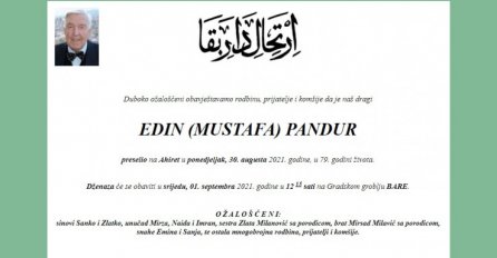 Na Facebooku objavljene tužne vijesti: Preminuo Edin Pandur