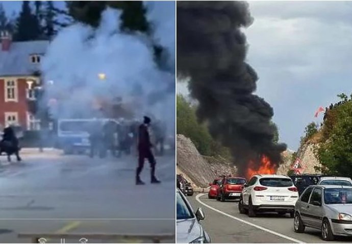 Žestoki sukobi na Cetinju: Gore barikade, povrijeđeni demonstranti i policija