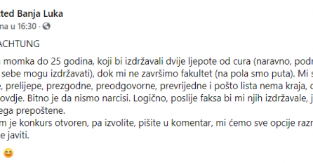 OGLAS NA SPOTTEDU IZAZVAO BURU KOMENTARA:  'Traže se dva momka do 25 godina, koji bi izdržavali dvije ljepote od cura' KOMENTARI PLJUŠTE 