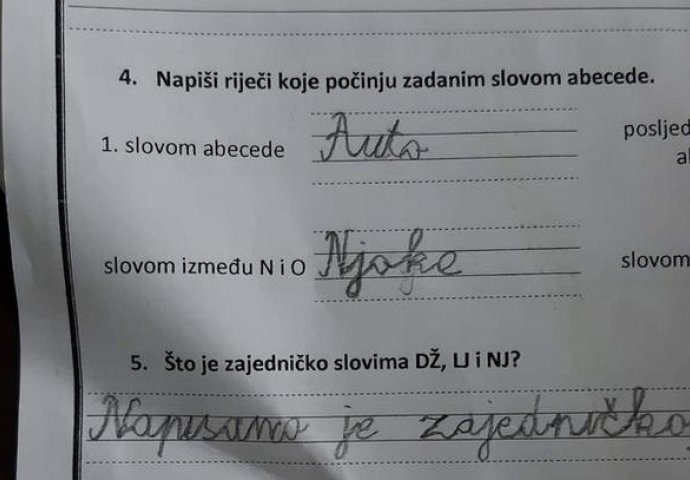 DJEČAK PRVI DAN ŠKOLE NASMIJA REGION: Pogledajte koju je riječ napisao od ponuđenih slova, UČITELJICA PLAKALA OD SMIJEHA