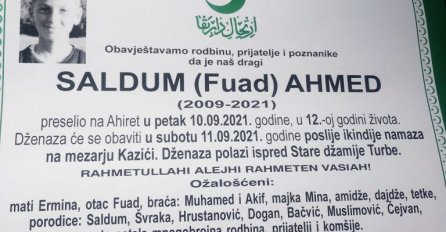 Poznato vrijeme i mjesto dženaze nastradalog dječaka