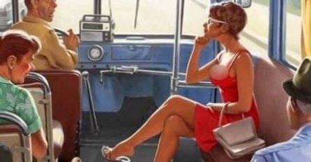 Žena u autobusu priča sa drugaricom na mobilni telefon