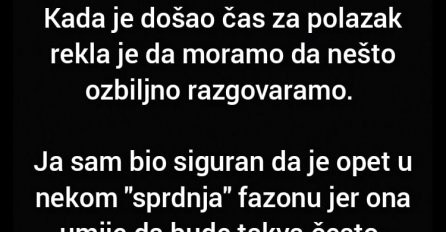 "Ja i moja skorošnja vjerenica trebali smo da idemo na putovanje u Grčku..."