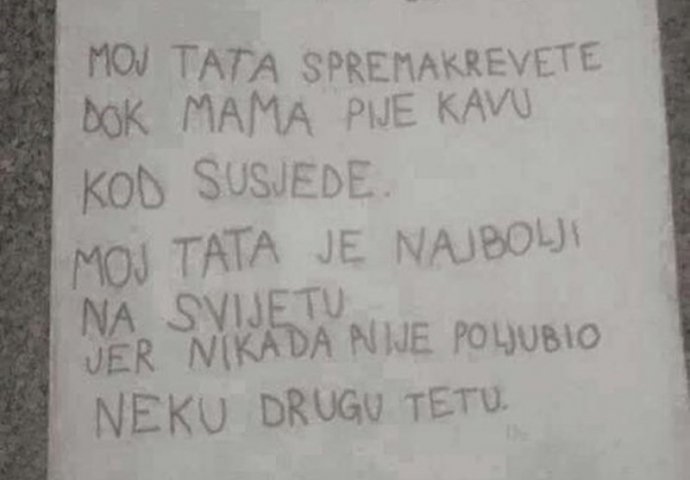 UČITELJICA PLAKALA OD SMIJEHA, DJEČAK ZA ZADAĆU NAPISAO PJESMICU O TATI: Kad je pročitala zadnju rečenicu SUZE JE OBLILE (FOTO)