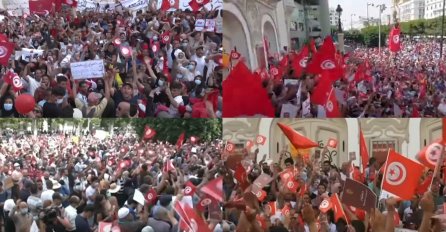NA RUŠEVINAMA ARAPSKOG PROLJEĆA: Stanovnici širom Tunisa izašli su na ulice kako bi predsjedniku Saiedu dali podršku za ukidanje parlamenta