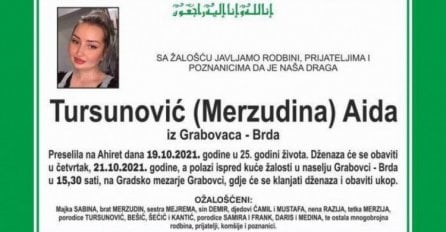 TUGA U SREBRENIKU: Danas klanjana dženaza 25-godišnjoj Aidi Tursunović