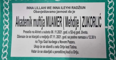 Sutra dženaza Muameru Zukorliću