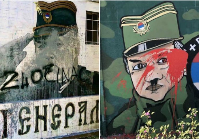 Uništeni murali ratnom zločincu Ratku Mladiću u dvije općine