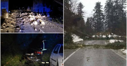 JAKO NEVRIJEME U SUSJEDSTVU: Olujni vjetar rušio stabla i električne kablove, dizao krovove kuća