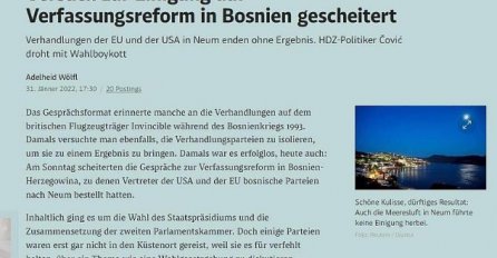 Der Standard: Pregovori u Neumu kao oni 1993. na nosaču aviona
