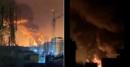 OBJAVLJEN JEZIV SNIMAK: Jake eksplozije odjeknule kod Kijeva, pogođen depo nafte 