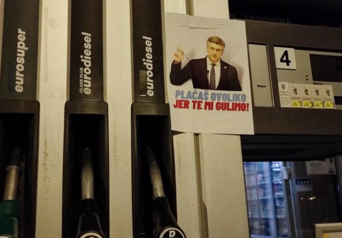 U Zagrebu po benzinskim stanicama polijepili naljepnice s likom Plenkovića i porukom