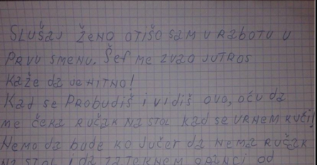 MUŽ JE HITNO OTIŠAO NA POSO - OSTAVIO MI PORUKU: Kad sam vidjela zadnju rečenicu pobjegla sam iz kuće (FOTO)