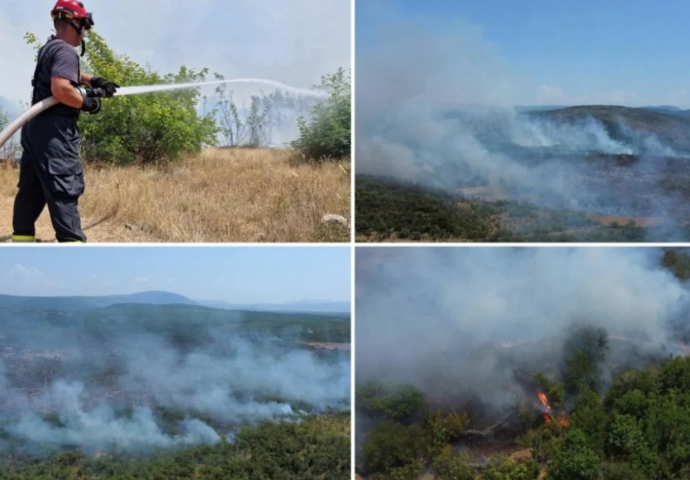  Veliki požar nadomak Mostara: Vatrogasci brane kuće od vatre
