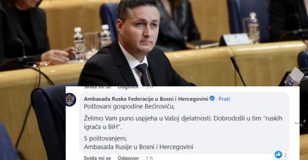 Ruska ambasada poručila Bećiroviću na FB: Dobrodošli u tim “ruskih igrača u BiH”