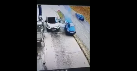 Strašna nesreća u Cazinu, automobil pokosio radnika pumpe (VIDEO)