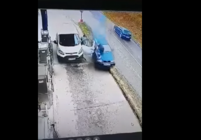Strašna nesreća u Cazinu, automobil pokosio radnika pumpe (VIDEO)