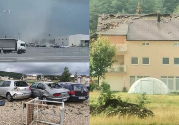 SNAŽAN VJETAR POPUT TORNADA POHARAO GRAD U BiH: Uništeni krovovi, automobili...