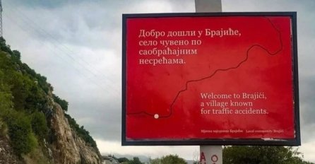 Kod Budve 'osvanuo' bilbord koji je šokirao vozače: "Ovo selo je čuveno po saobraćajnim nesrećama"