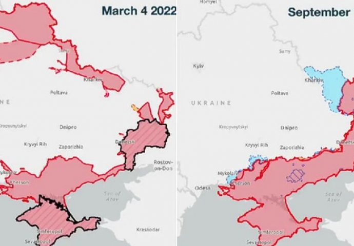 Objavljene karte invazije na Ukrajinu: Evo kako je izgledala teritorija tokom 200 dana rata