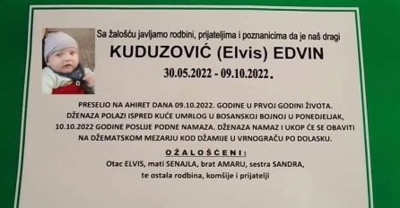 Cijela BiH tuguje: Preminuo mališan Edvin Kuduzović, danas dženaza