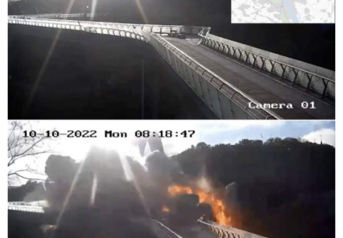 OBJAVLJENE SLIKE: Prije i nakon što je projektil pogodio Kijevski most (FOTO)