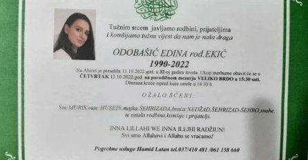 Danas dženaza ubijenoj Edini Odobašić